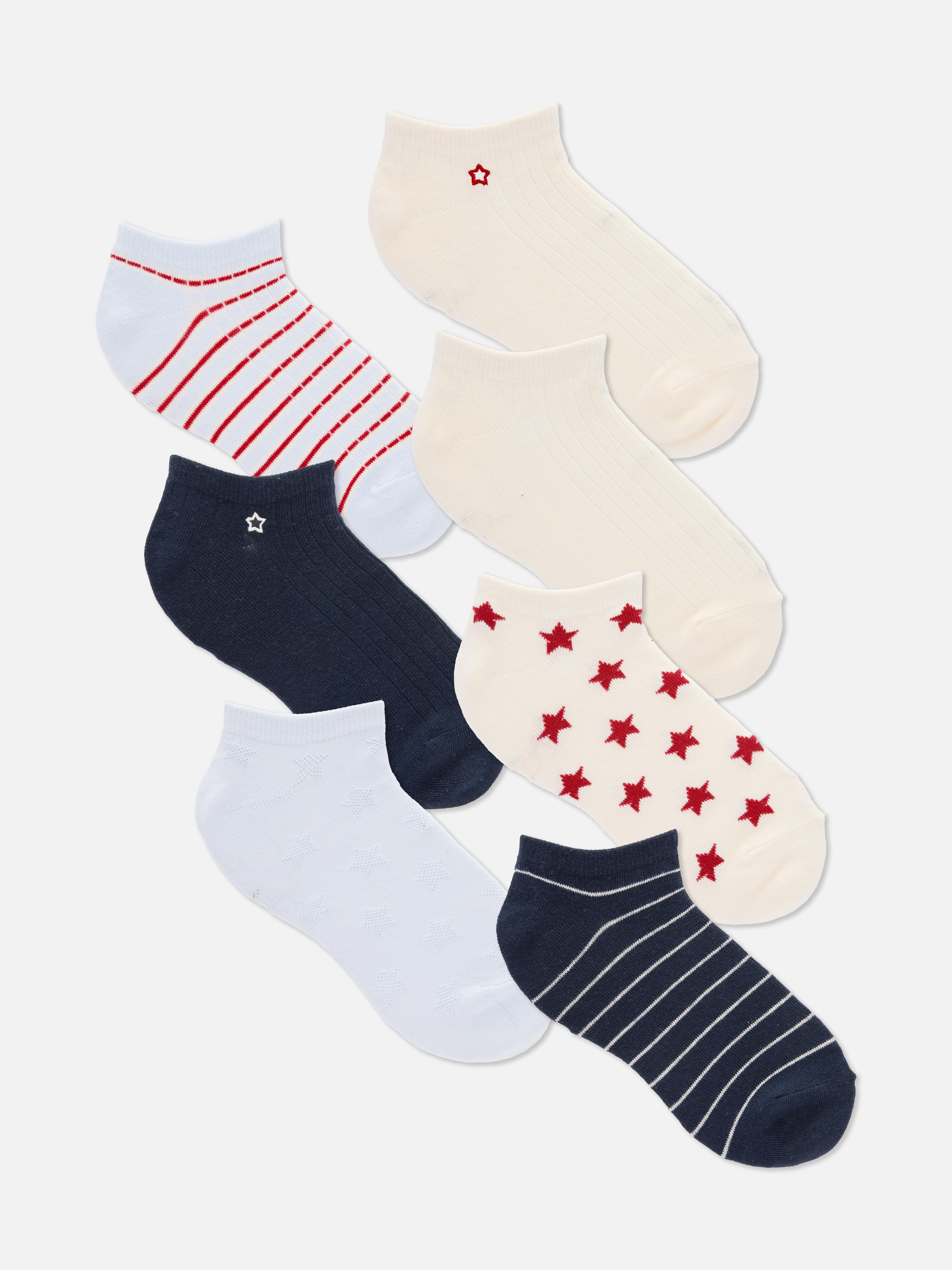 7pk Mixed Pattern Ankle Socks