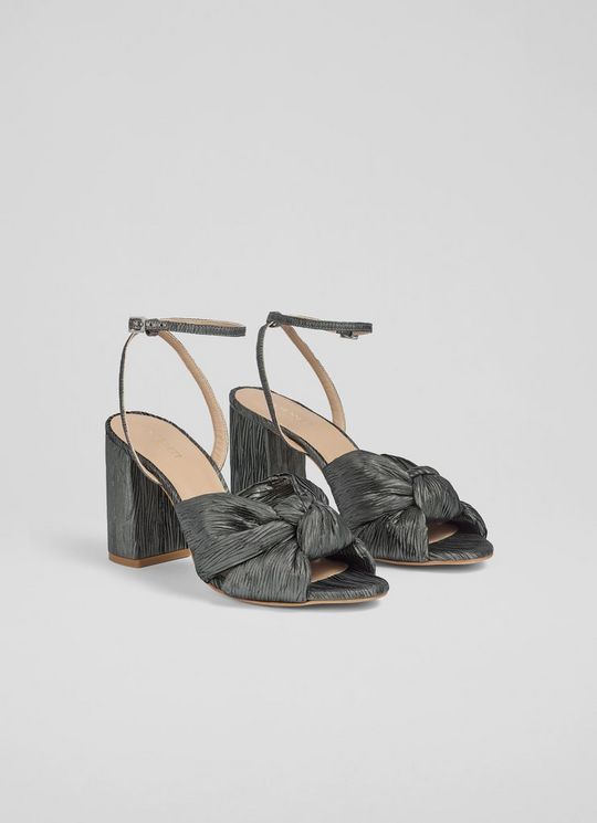 Eliana Pewter Knotted Round Heel Formal Sandals