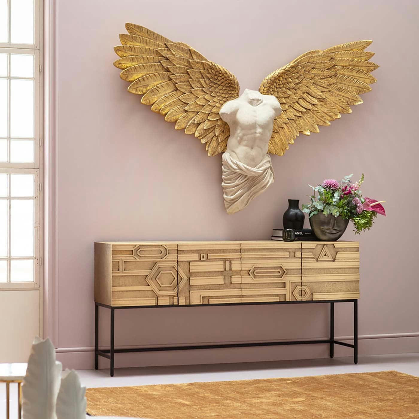 - Déco Murale Buste Homme Ailes Dorées 208x136cm Kare Design