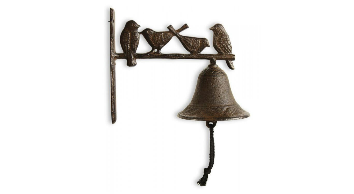 - Cloche Oiseaux Fonte Marron 21.5x11.5x19.5cm