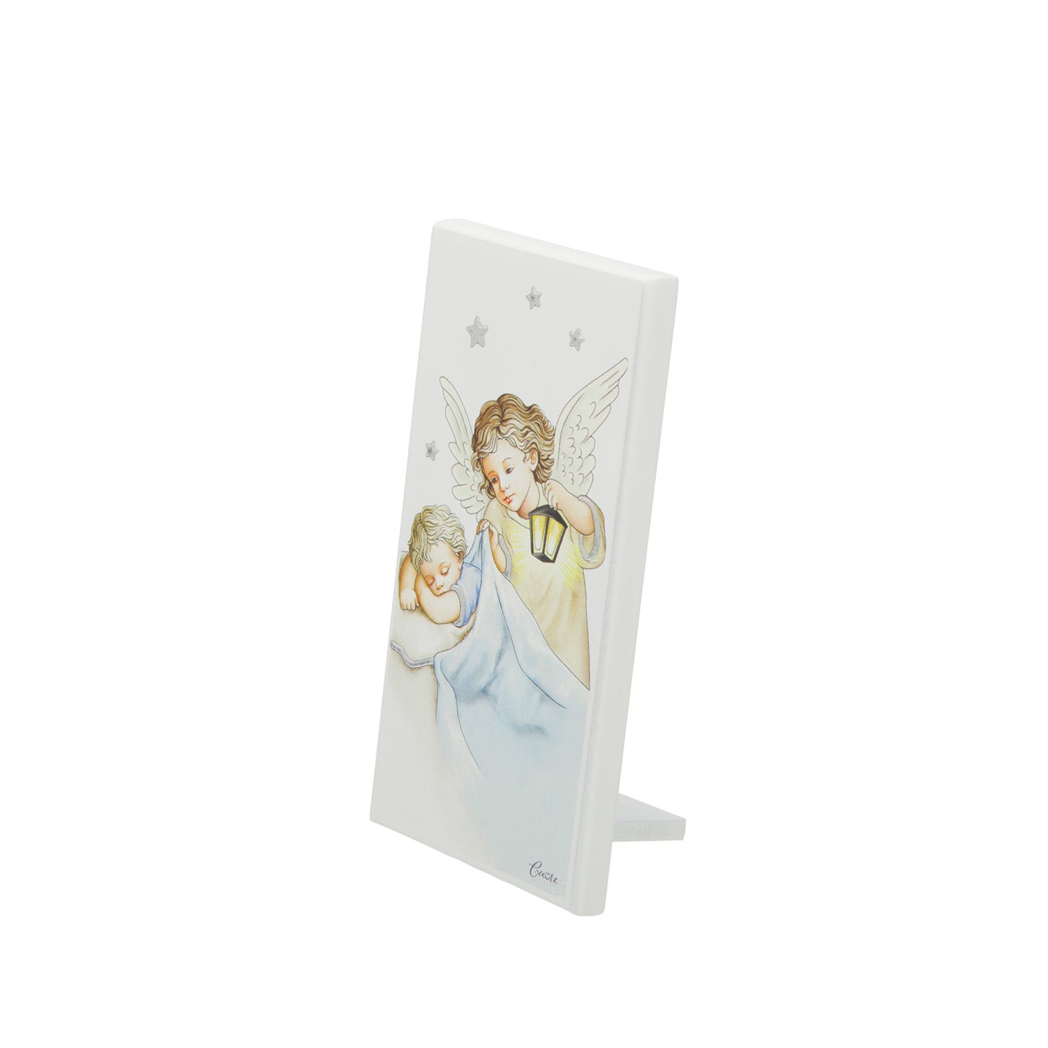 Icona Angelo azzurro 6x12 cm con argento Miro Silver