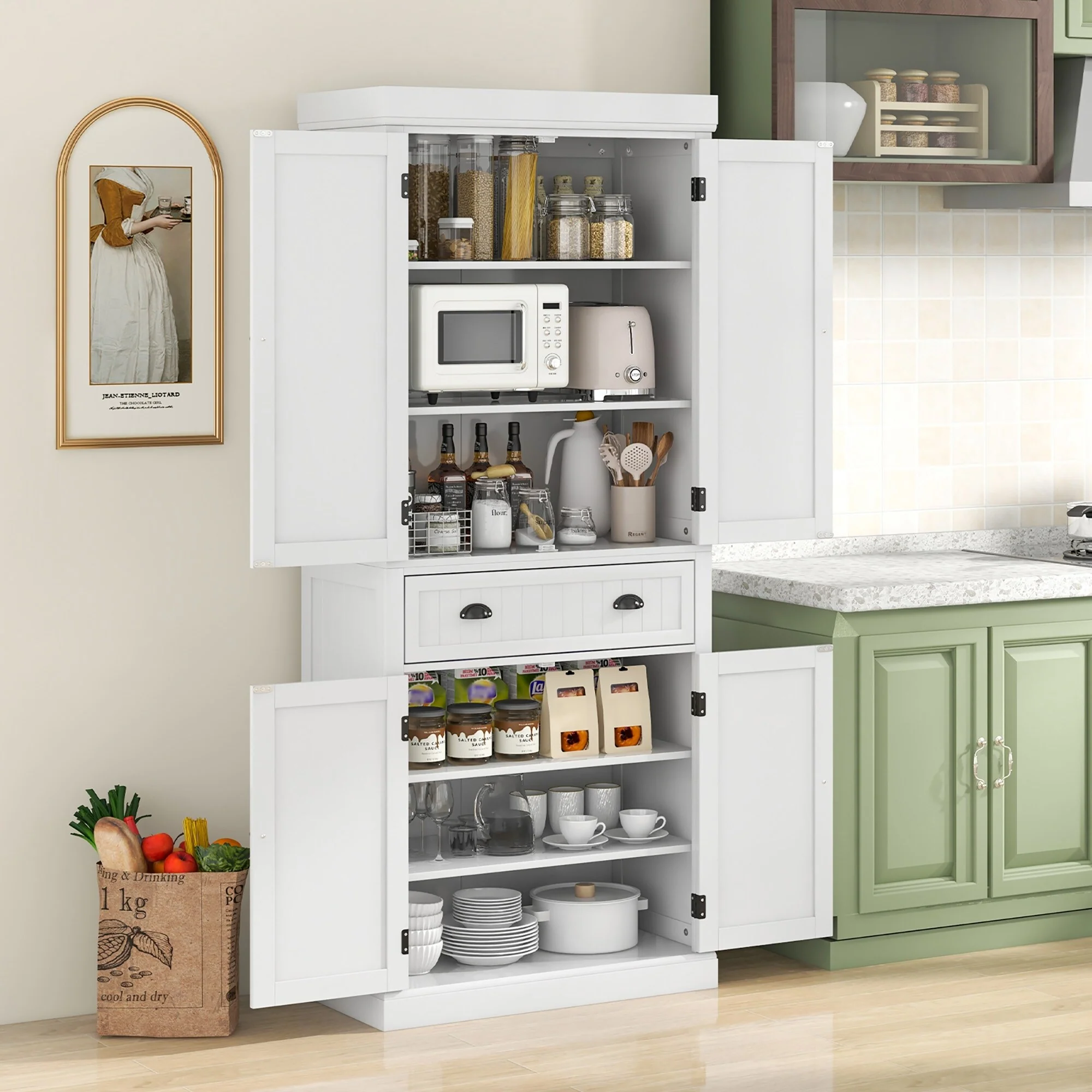 Gymax 72'' Kitchen Pantry Storage Cabinet Tall Freestanding Cupboard - See Details