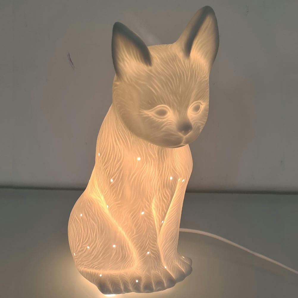 CHAT - Lampe à poser blanche chat