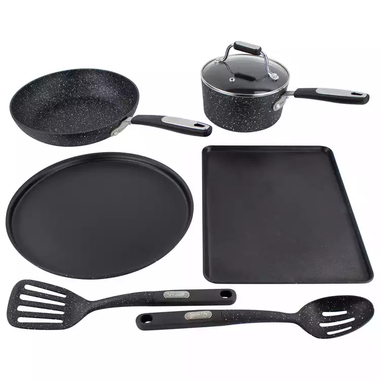 Scoville 6 Piece Aluminium Cookware Set - Black