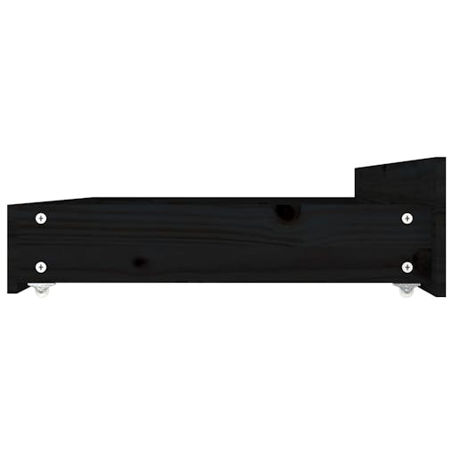 NNEVL Bed Drawers 4 pcs Black Solid Wood Pine