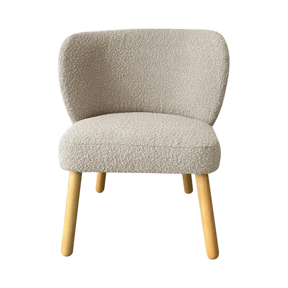 RAPH - Fauteuil en tissu bouclette et bois taupe