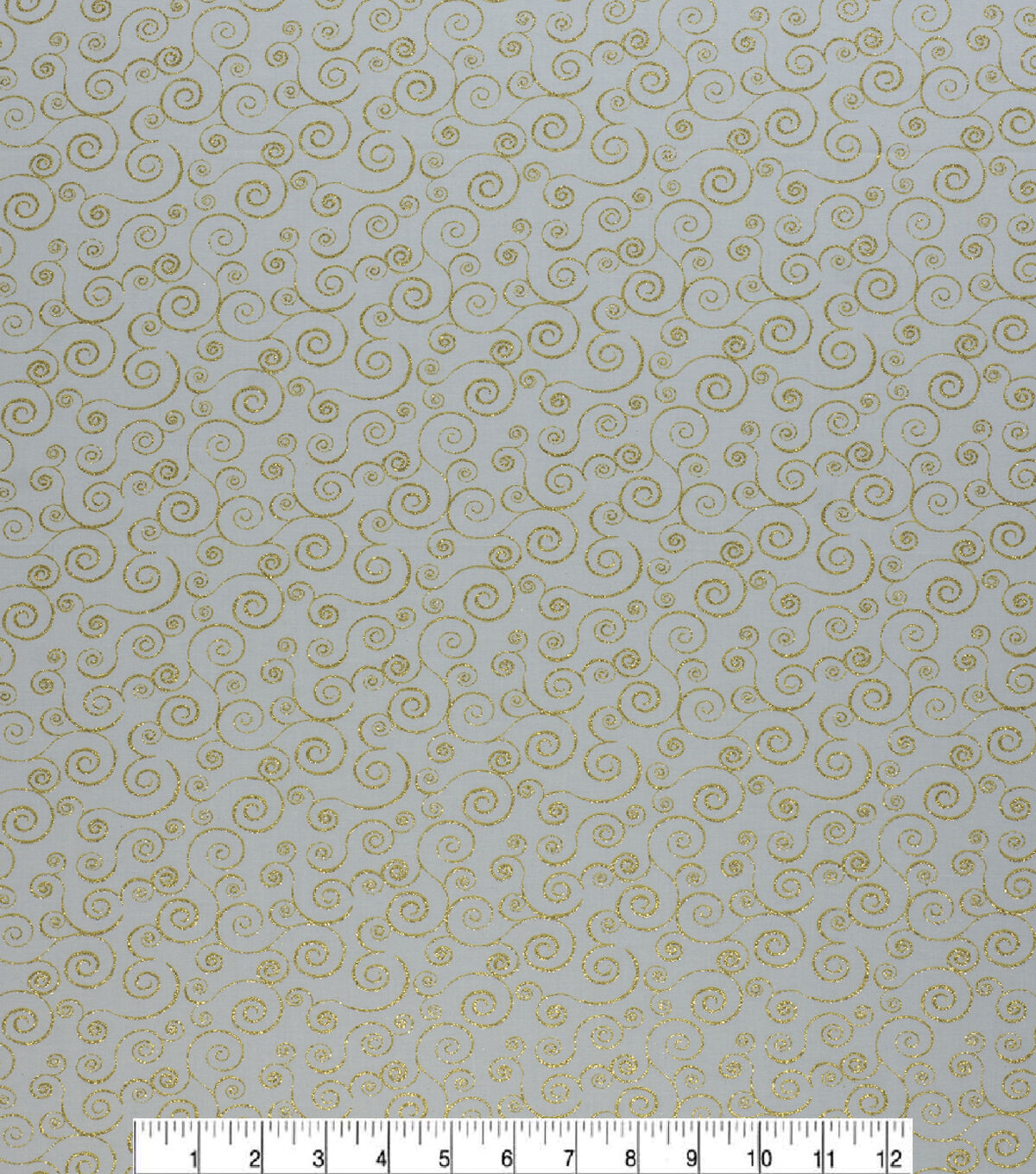 Swirl Vines Christmas Glitter Cotton Fabric