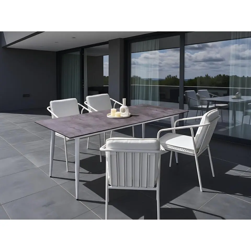 TOLENTINO - Tuintafel - Wit/Grijs - HPL/Aluminium