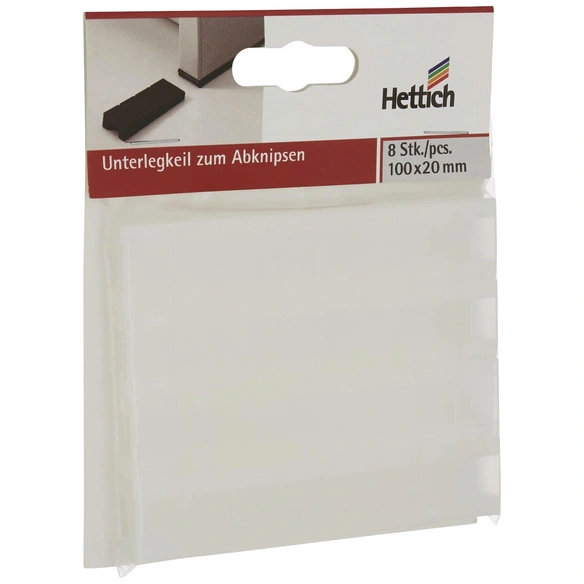 Unterlegkeil, zum Abknipsen, transparent, 20 x 7 x 100 mm