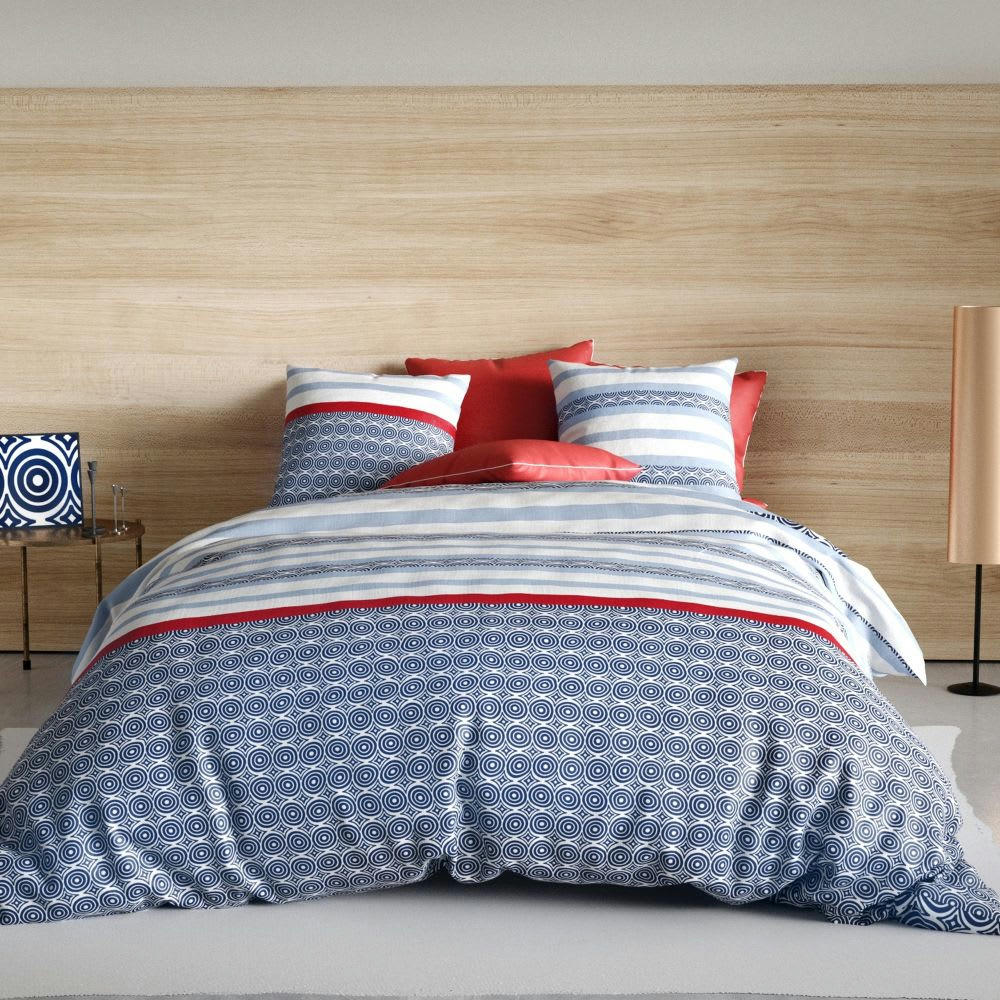 - Parure de lit 1 place coton à motifs 140x200 cm