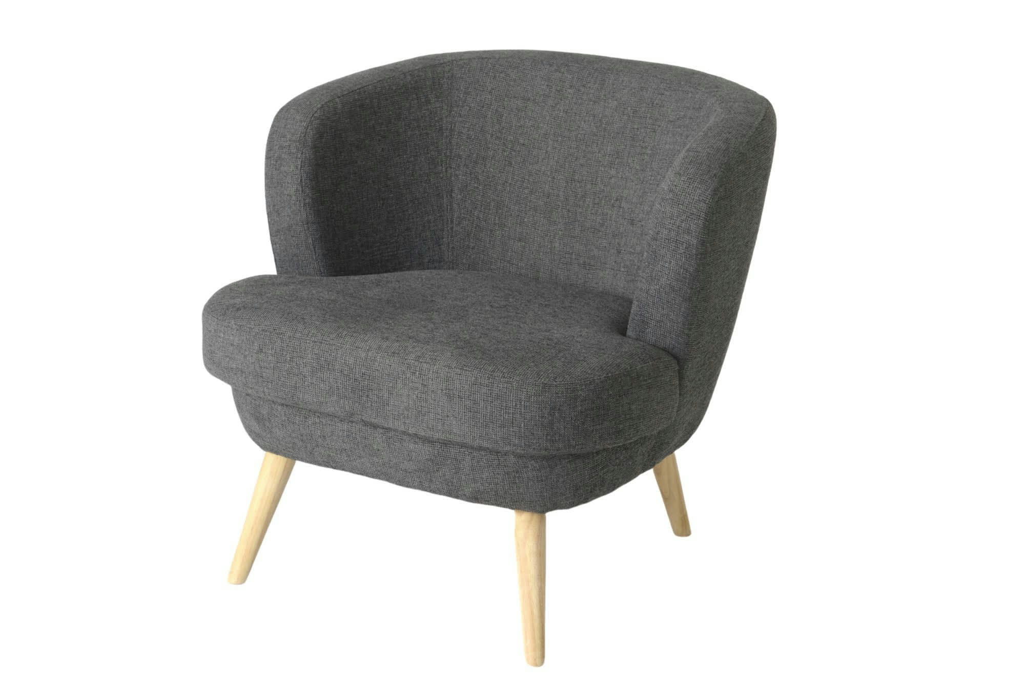 DAGOBERT - Fauteuil en tissu et pieds en bois clair