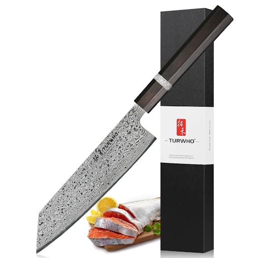 NNEOBA 7-Inch Hand-Forged Kiritsuke Knife 73-Layer Damascus Steel Black