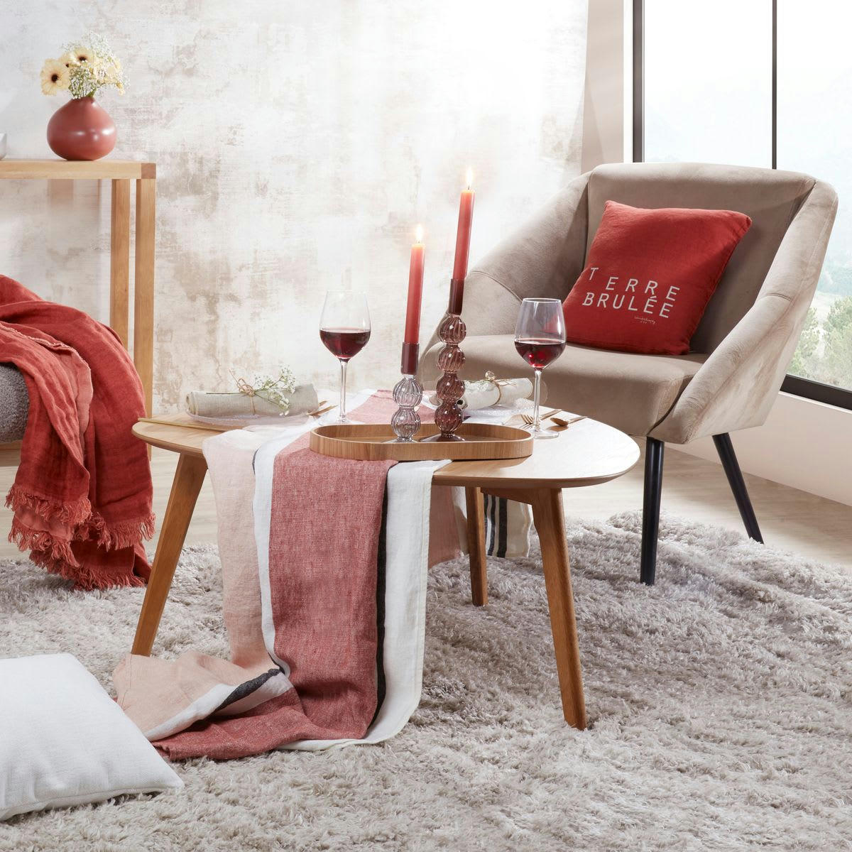 HOTO - Fauteuil velours beige