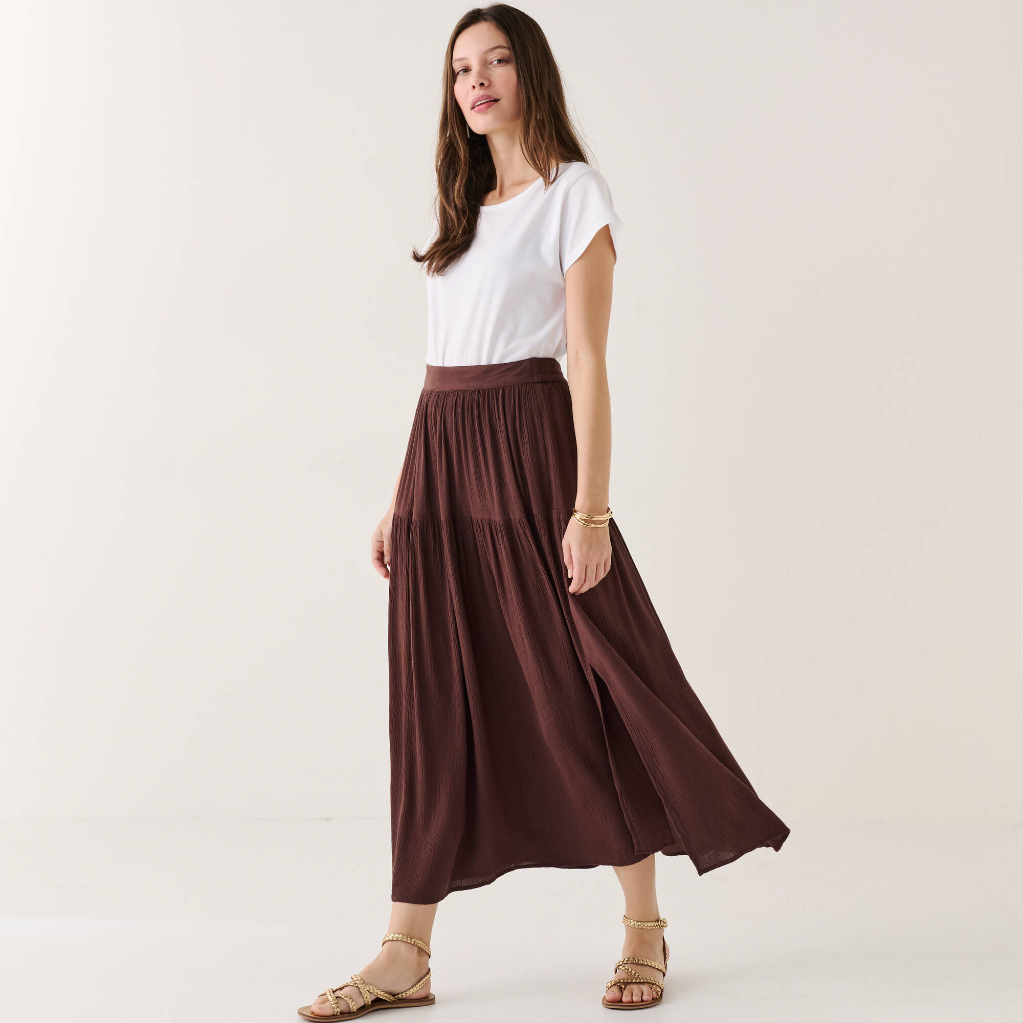 Jupon long uni fente c&ocirc;té