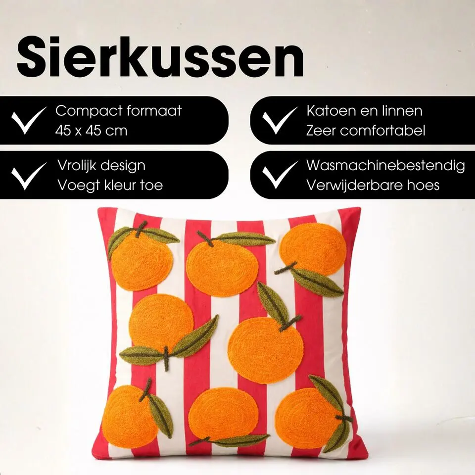 Mica Decorations Sinaasappel Sierkussen �?45 x 45 x 10 cm
