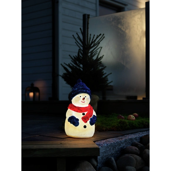 LED-Dekoration, Kunststoffschneemann 4 Dioden, Stecker, weiß