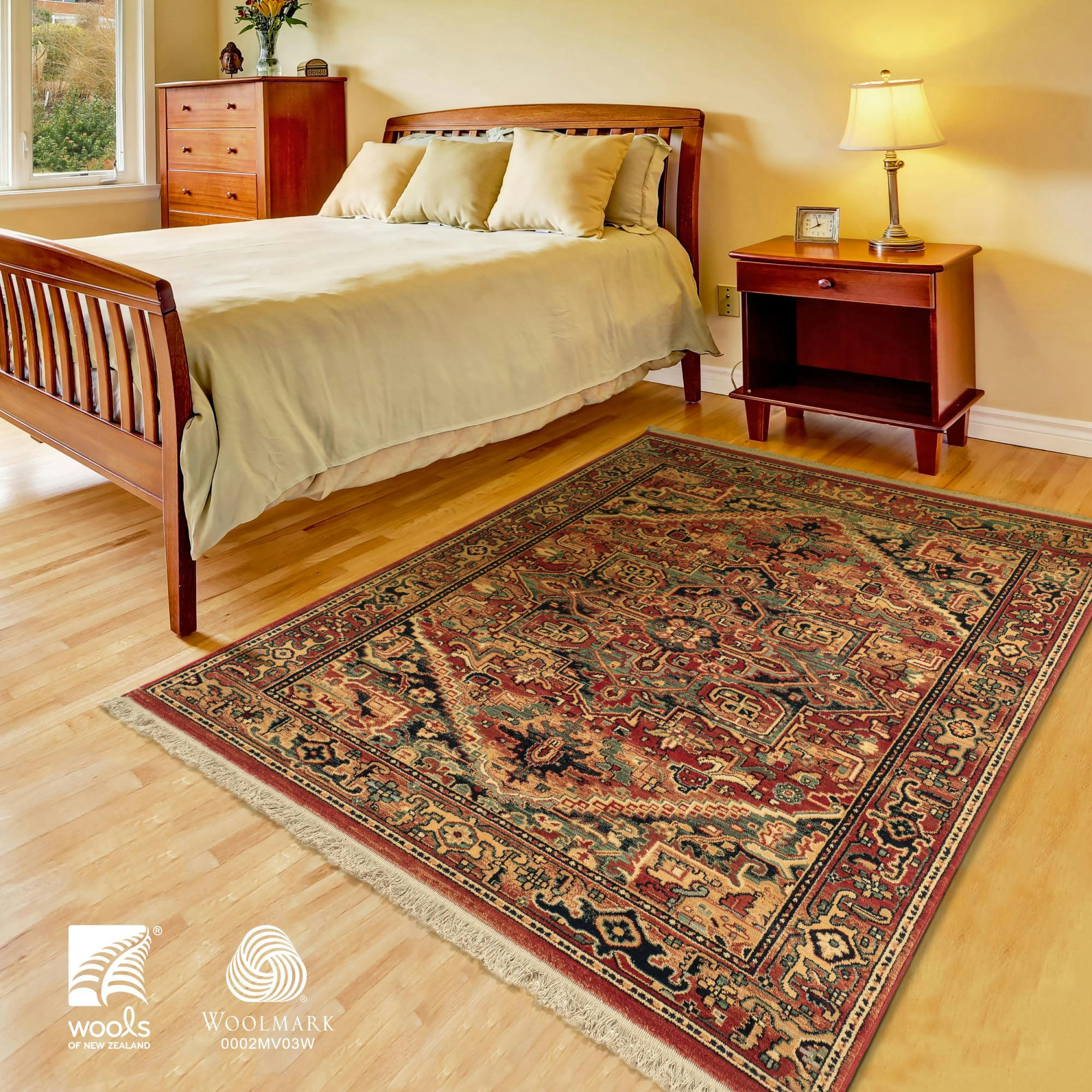 SAHARNA - Tapis d'orient tissé - à franges Rouge 080x145 cm