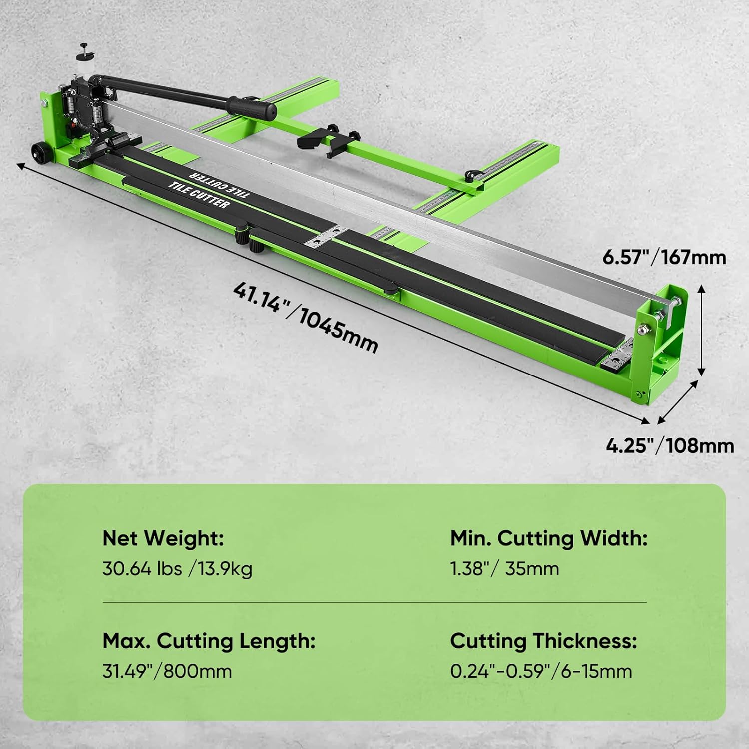 Sakerplus 31 Manual Tile Cutter, Professional 1.4 Cutting Capacity Tile Cutter with Laser Guide, Tile Cutting Hand Tool with Anti-Slip Base for Precision Porcelain and Ceramic Tile Cutting (31 inch)