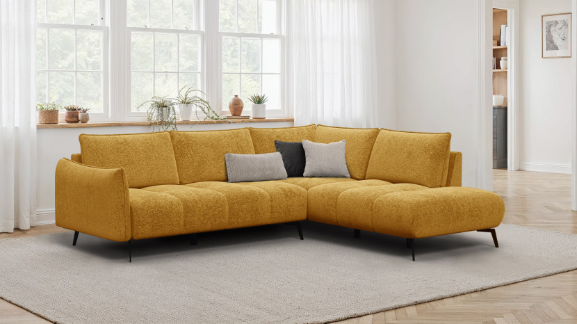 Sofa narożna 5 osobowa prawa AERA, miodowa