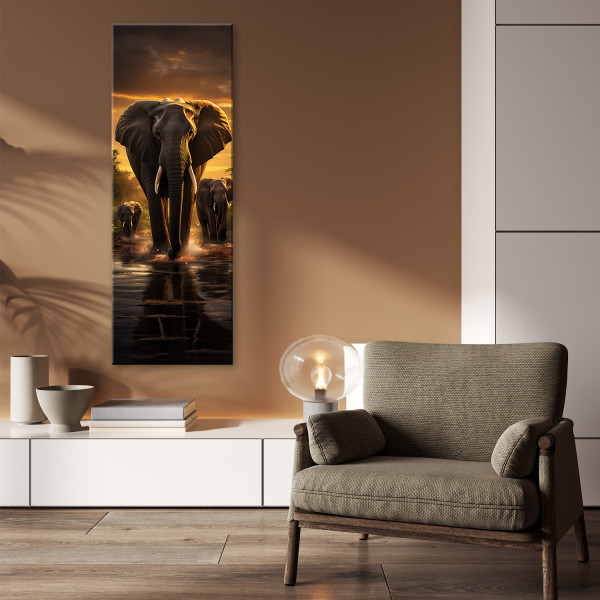 Feeby Obraz na płótnie, Słonie Afryka Safari 30x90