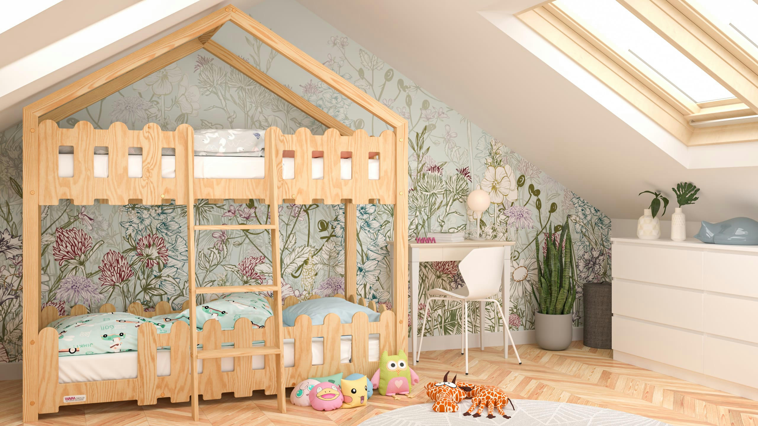 - Lit superposé en contreplaqué de pin 190x90 naturel