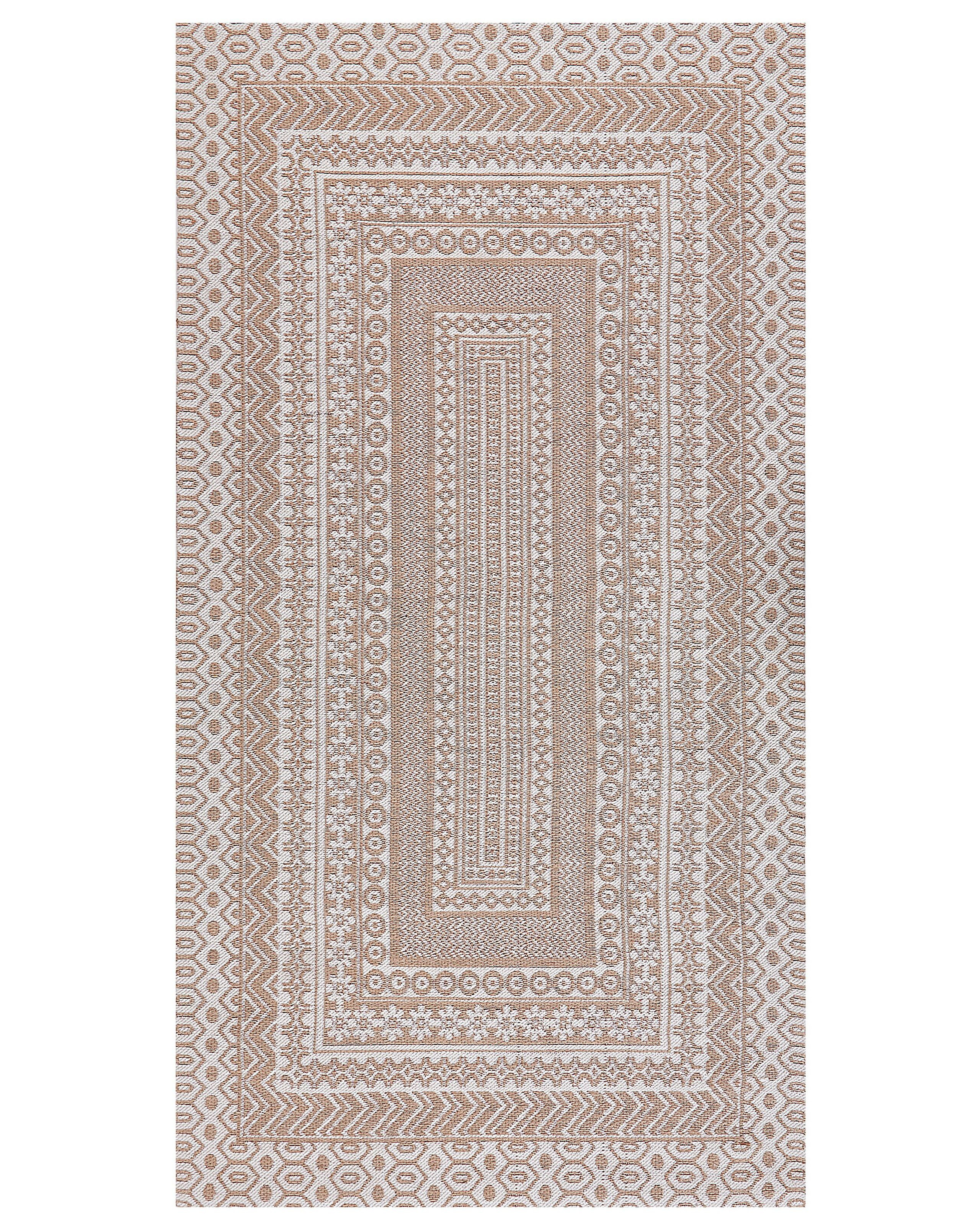 Dywan wzór geometryczny 80 x 150 cm beżowo-biały