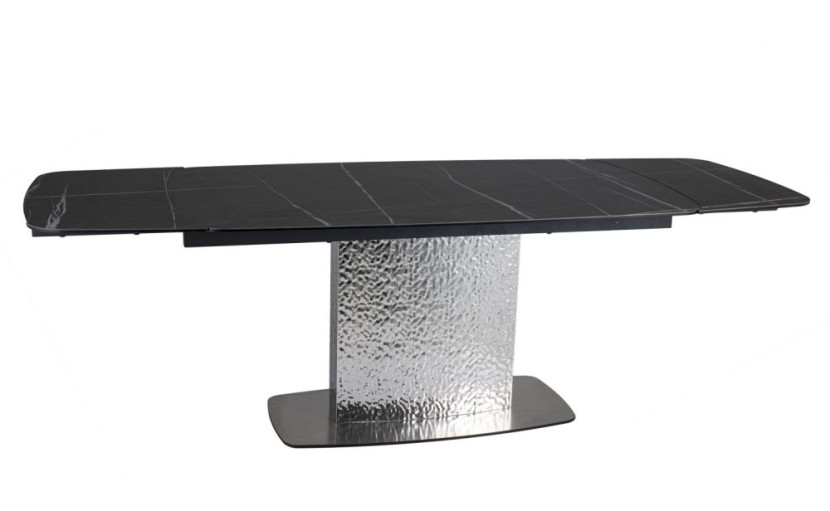 Stół rozkładany MONCLER CERAMIC 160(240)x90 czarny mat/srebr