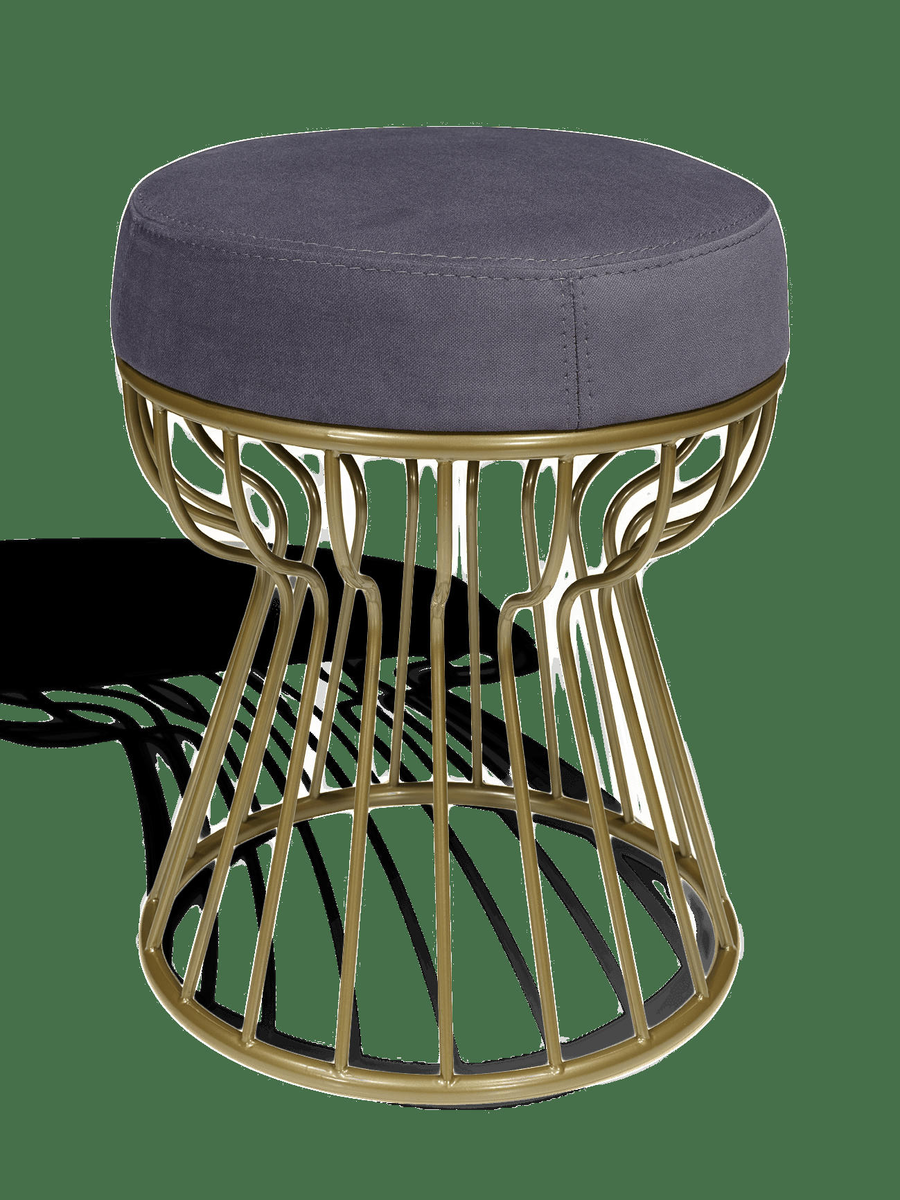 ROLHA POUF - Pouf en métal laiton et cuir synthétique violet