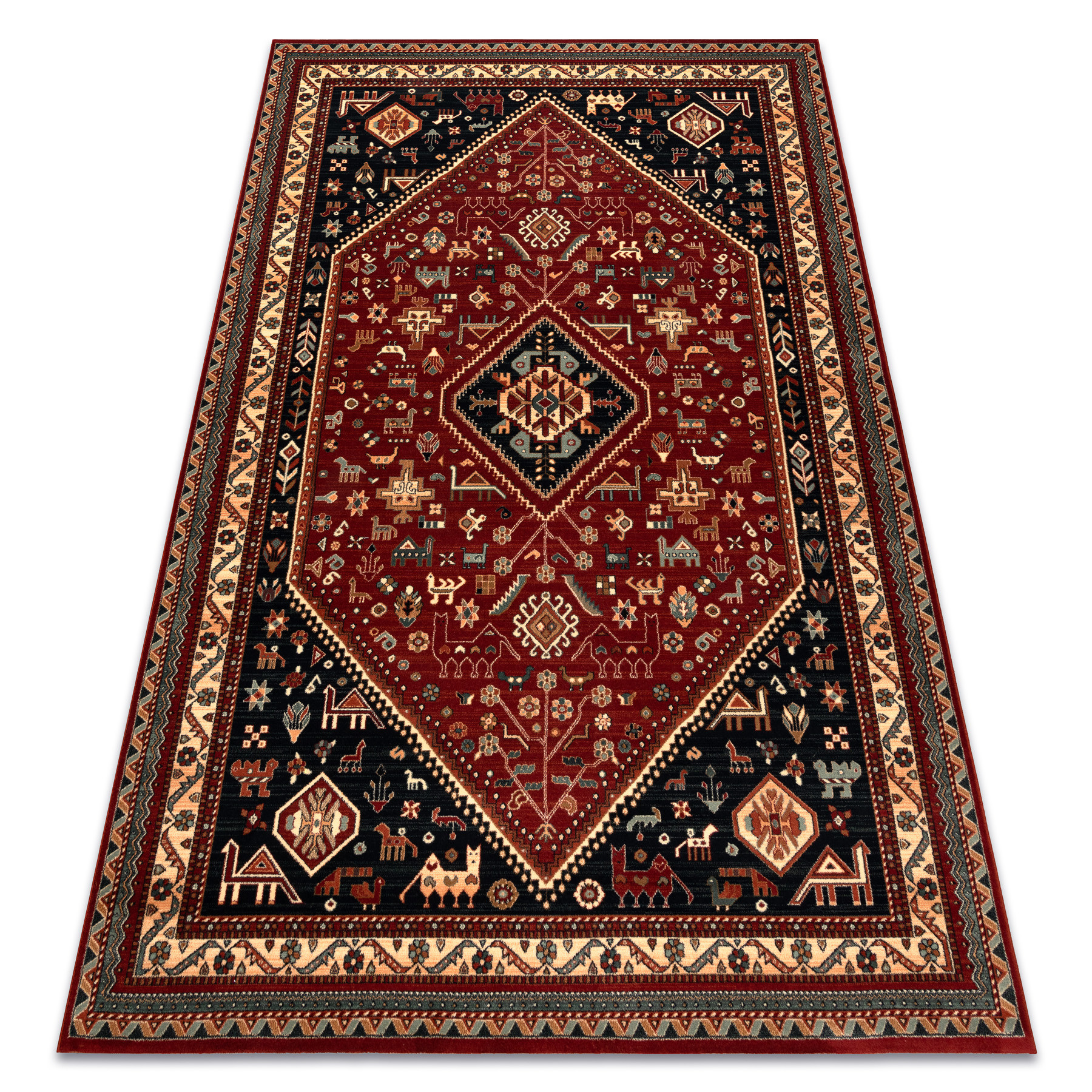 Dywan wełniany KASHQAI 4364 301 orientalny, ramka bordo / 67x130 cm
