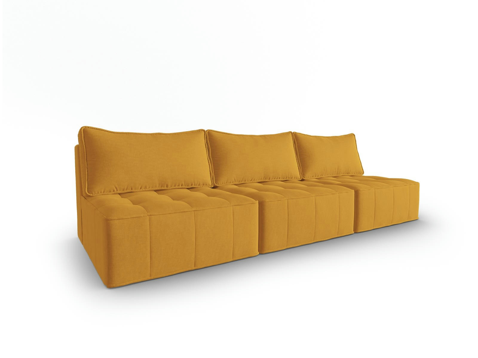 MIKE - Canapé modulable 5 places en tissu structurel moutarde