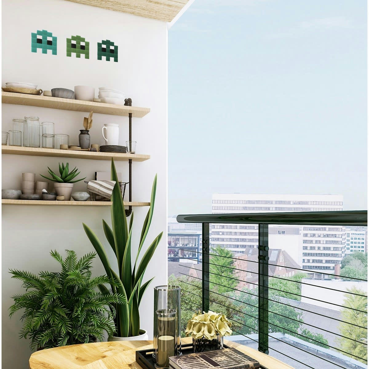 OUTDOOR FANTOME - Mosaïque adhésive en verre vert olive