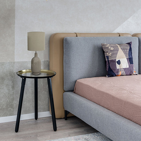 Lampe 49 cm vase céramique laqué et abat-jour taupe - GAïA