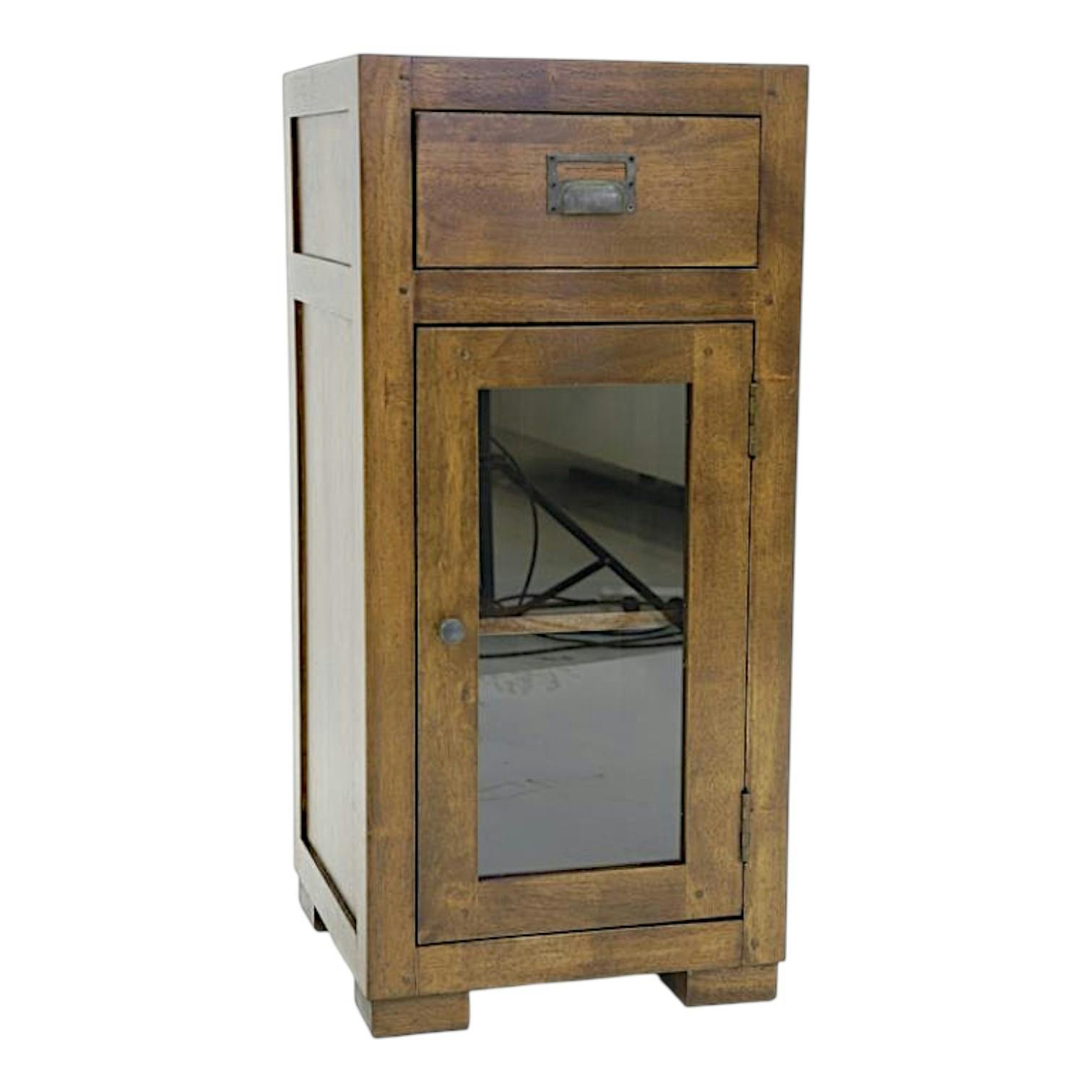 Confiturier 1 porte vitrée hévéa 40x40x86cm HELENA