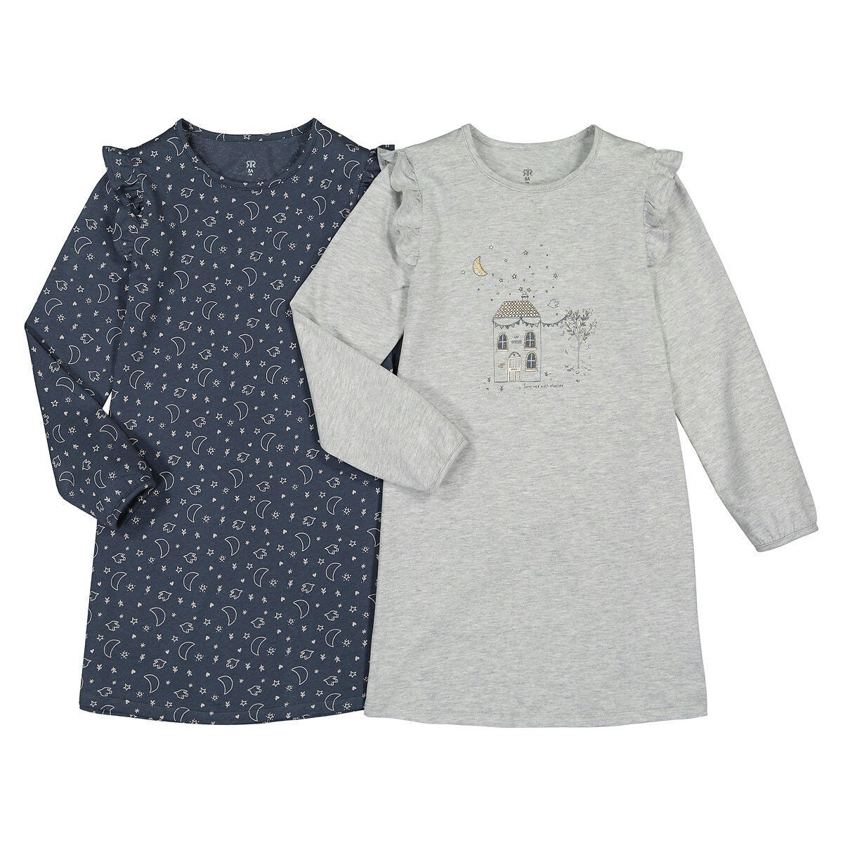 Lot de 2 chemises de nuit en coton à volants
