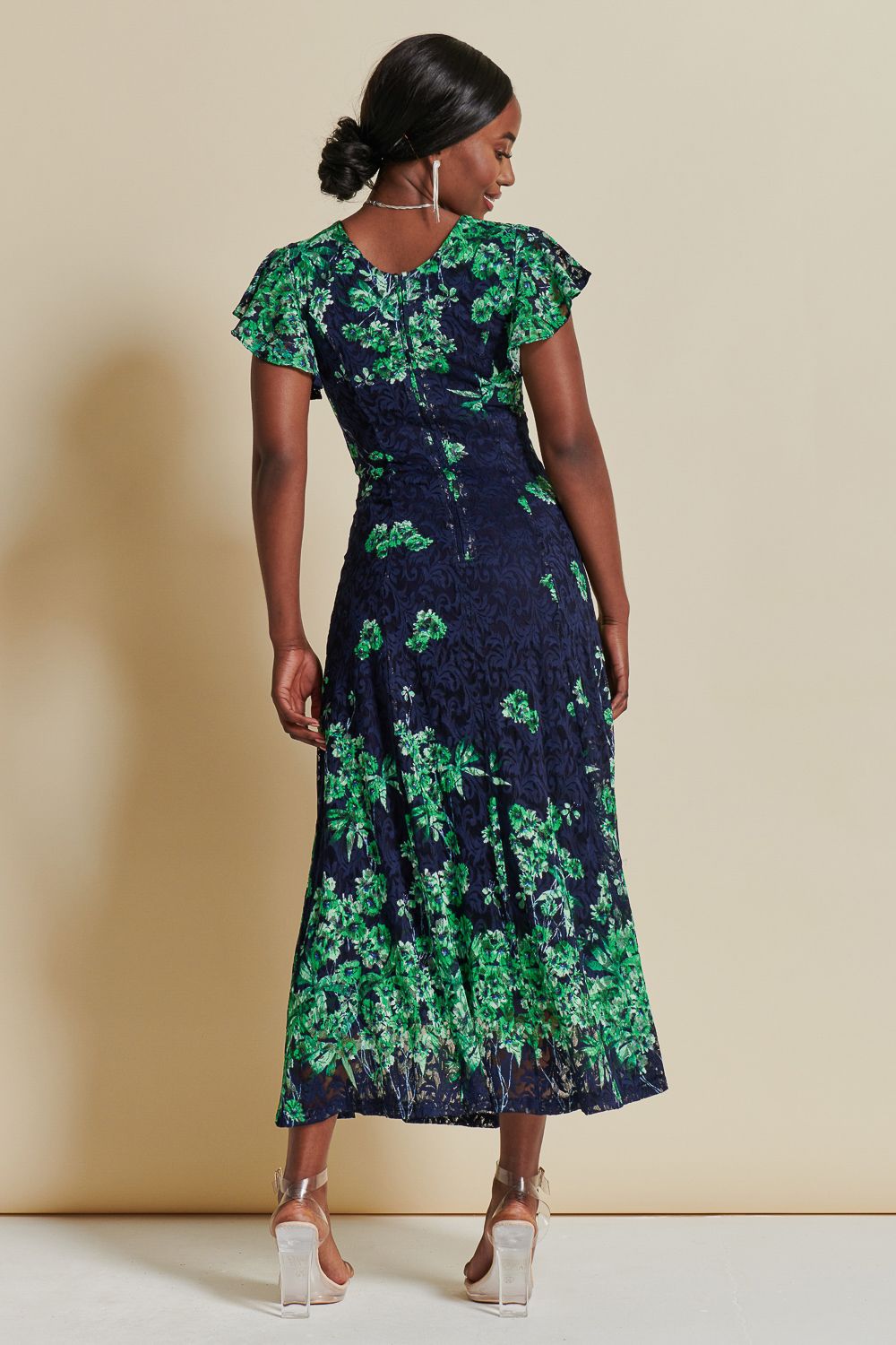 Jolie Moi Lace Floral Print Fit & Flare Maxi Dress