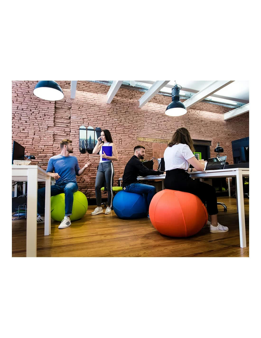 JUMBO CELESTE - Balle d'assise gonflable 65cm enveloppe tissu mesh orange