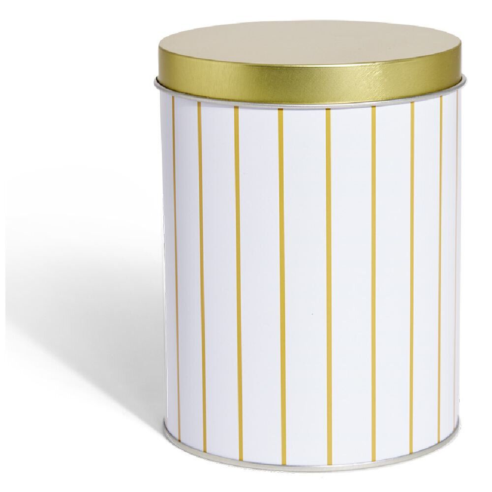 BoÎte à biscuits ronde métal blanc doré Ø10,5H14cm