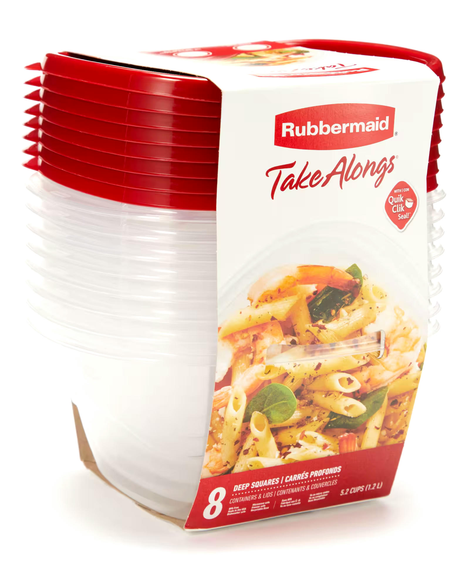 Rubbermaid Take Alongs Deep Plastic Food Storage Container, 1.2 L (5.2 Cup), 8 Pack