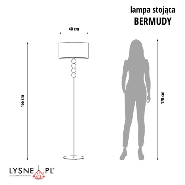 Lampa podłogowa BERMUDY – lampa stojąca ozdobna Biały/Brązowy