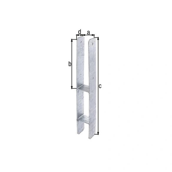 Pfostenträger, feuerverzinkt, LxBxH: 60x71x600 mm, zum Einbetonieren