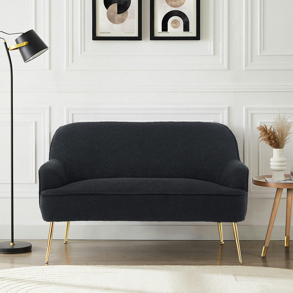 MARCELINO - Canapé droit en tissu 2 places anthracite