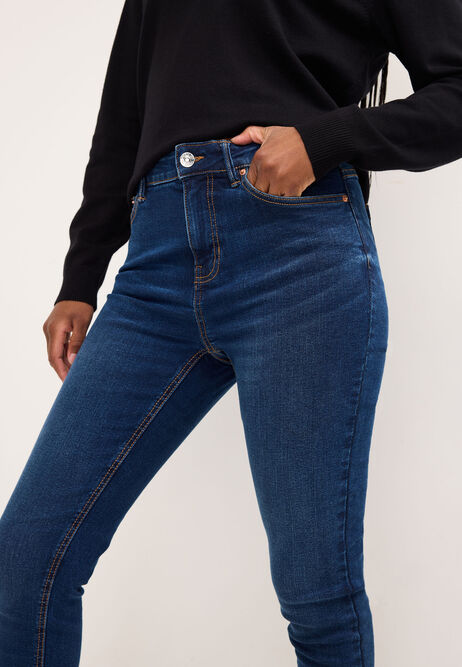 Womens Blue Plain Skinny Jeans