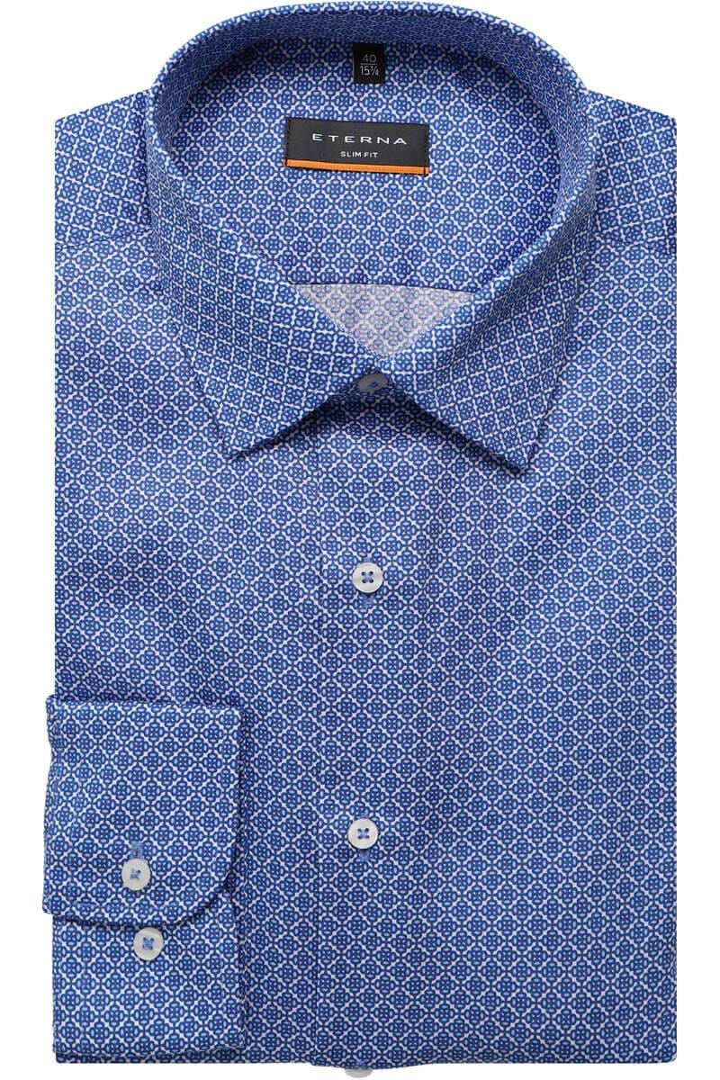 ETERNA Slim Fit Hemd blau, Bedruckt (extra langer Arm)