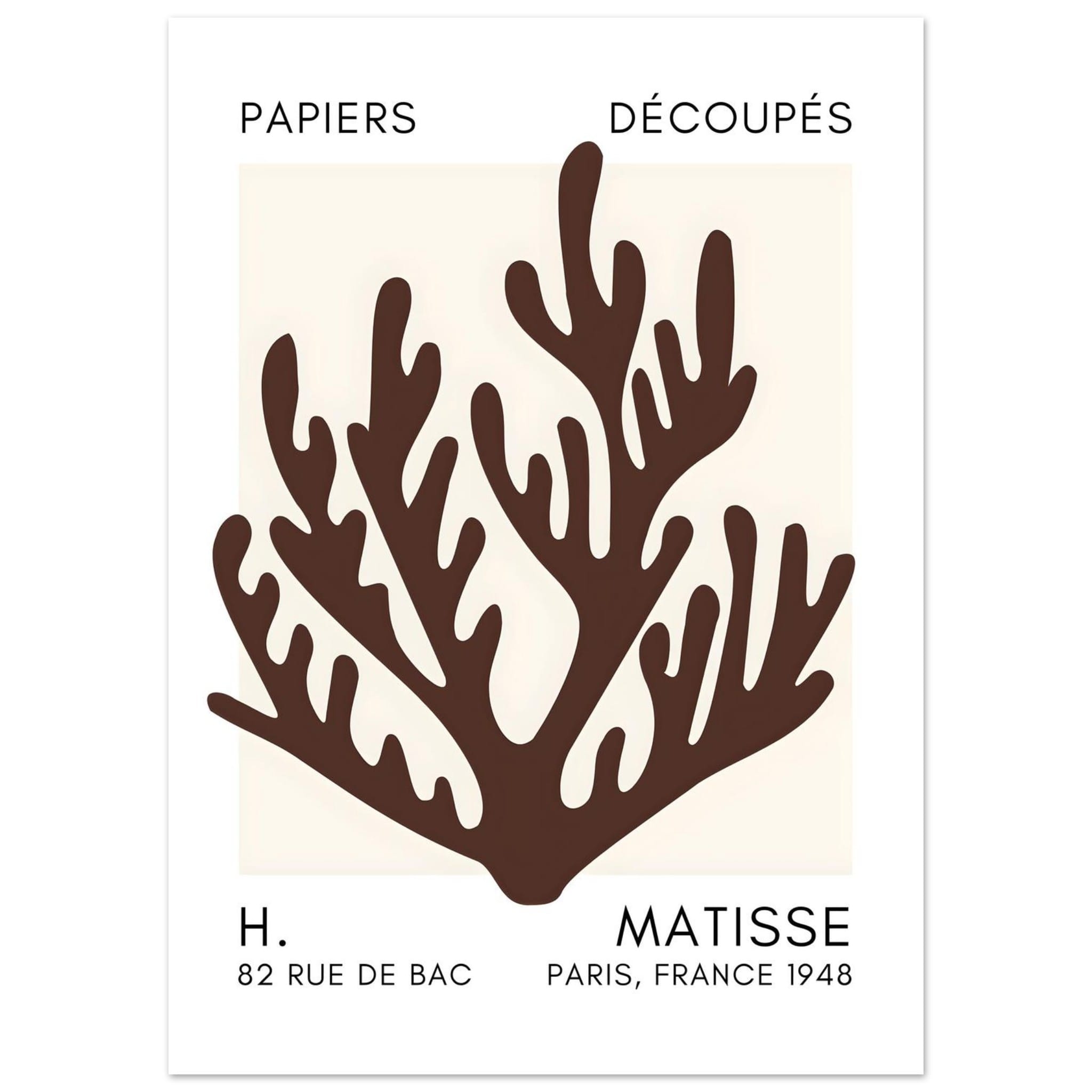 Artfulprints Poster Matisse – Coral harmony brown  - 50x70 cm - Bruin