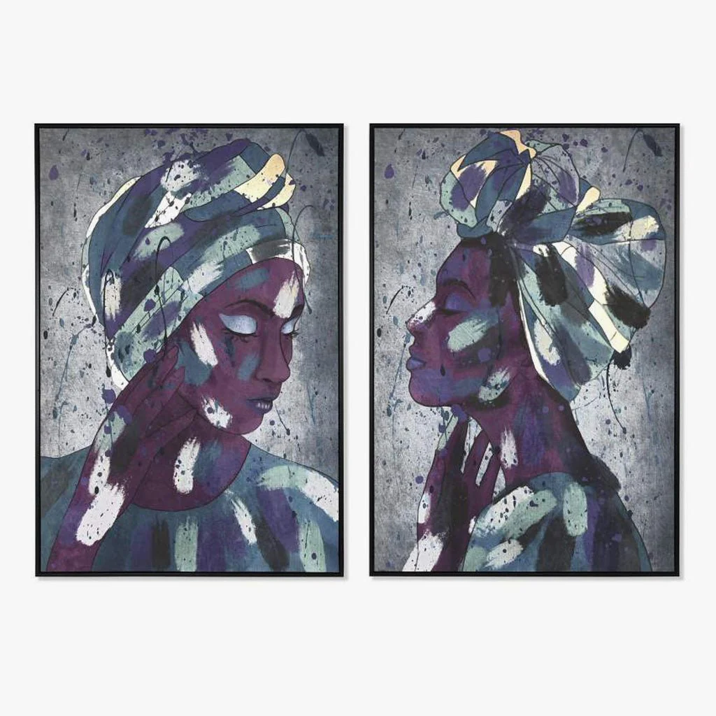 Conjunto de 2 Quadros Retrato Etnico 2A