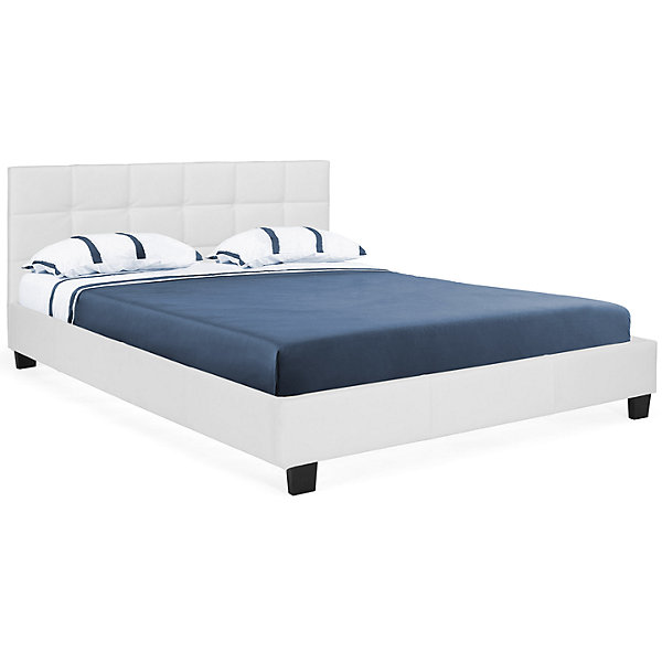 Lit double CHARLOTTE avec tête de lit et sommier 140 x 190 cm PVC blanc