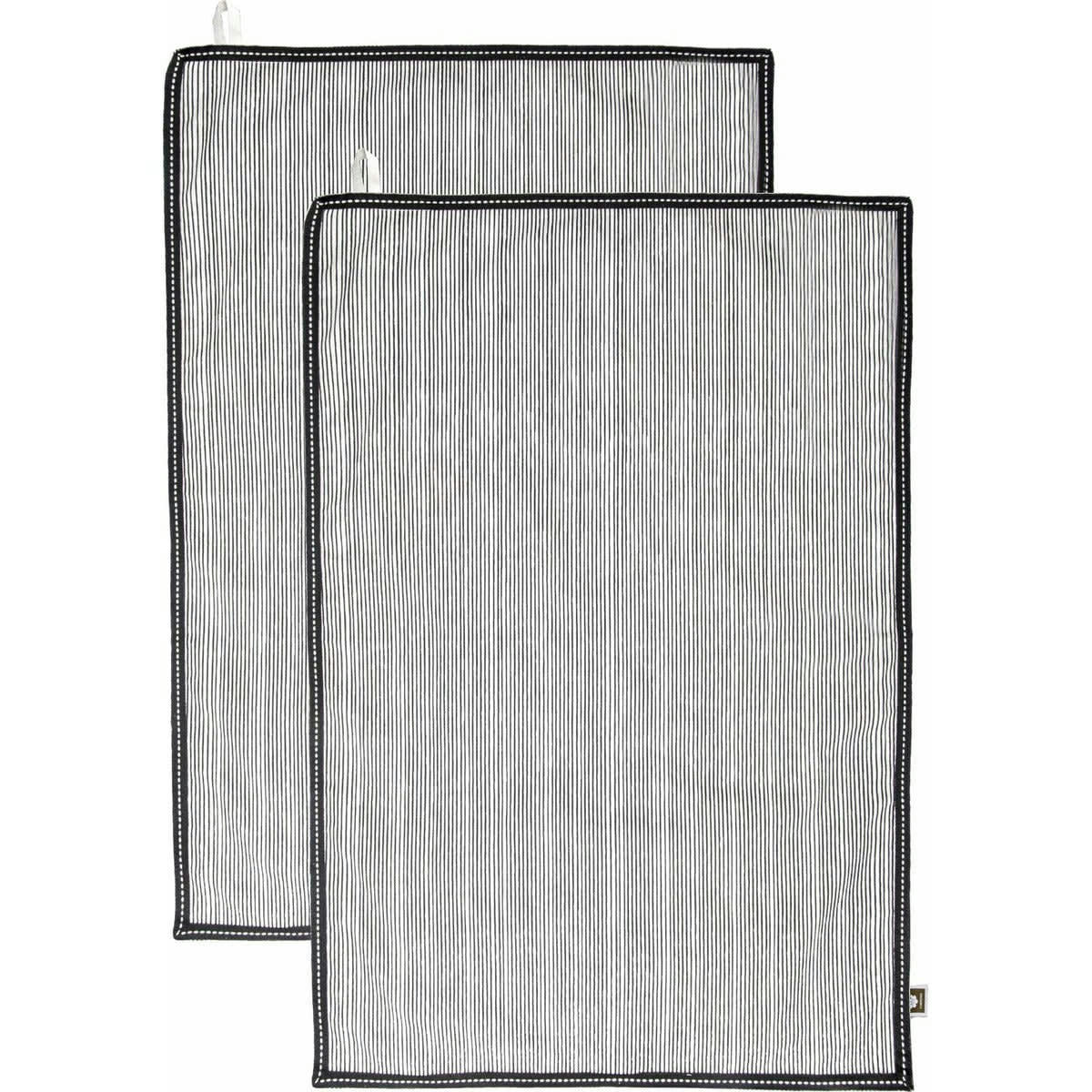 PINSTRIPE - Torchons (x2) coton  50x75 noir