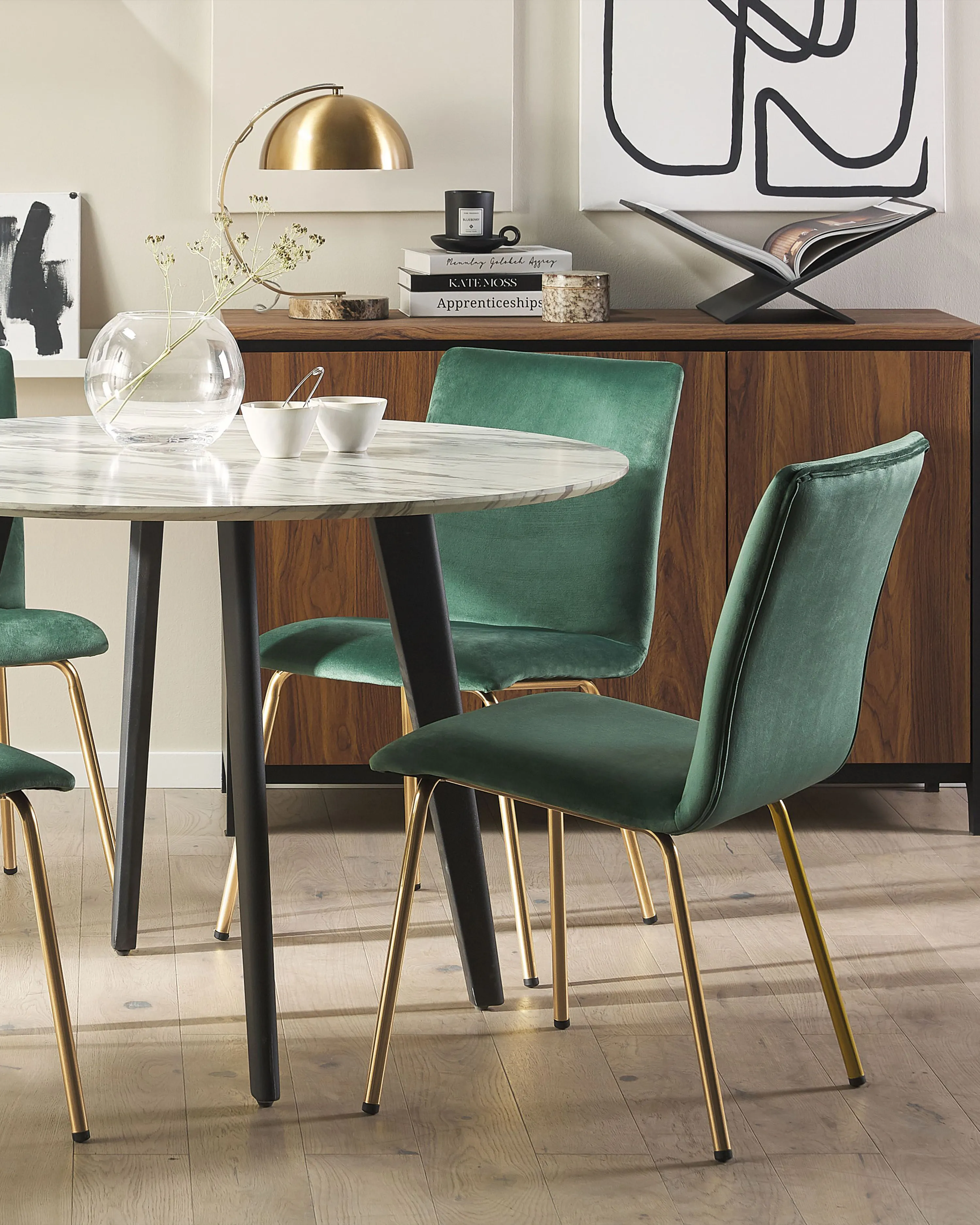 Set of 2 Dining Chairs RUBIO Velvet Emerald Green
