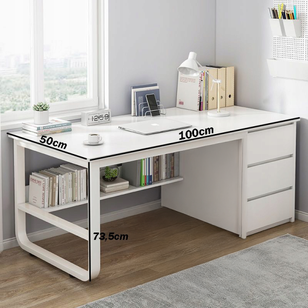 Biurko komputerowe w stylu skandynawskim młodzieżowe białe loft