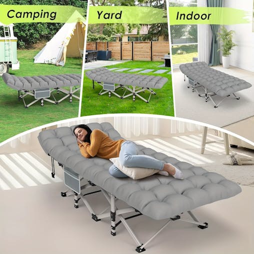 NNETM Folding Camp Cot with Mattress